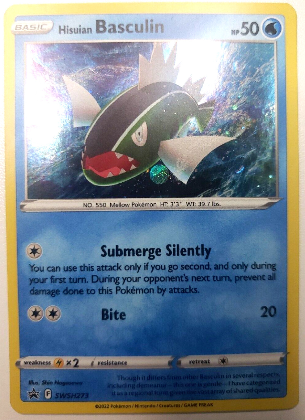 Hisuian Basculin Holo Black Star Promo Pokemon TCG Water Tyoe Card