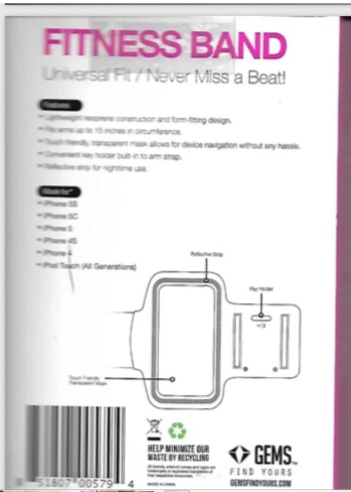 Новый GEMS фитнес-браслет универсальный фитнес упражнения повязка на руку (розовый) - Изображение 2 из 2