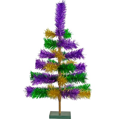 Mardi Gras Themed Tinsel Christmas Tree Mixed Brush Branches Holiday Decor Trees