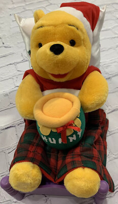 Vintage Telco Winnie The Pooh Motion-ette Christmas Hunny Pot Santa 1995*Read