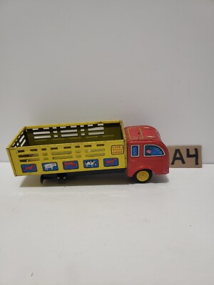 Vintage Friction Tin Litho Toy. Livestock Carrier'' Made In Japan 1950's Hayashi