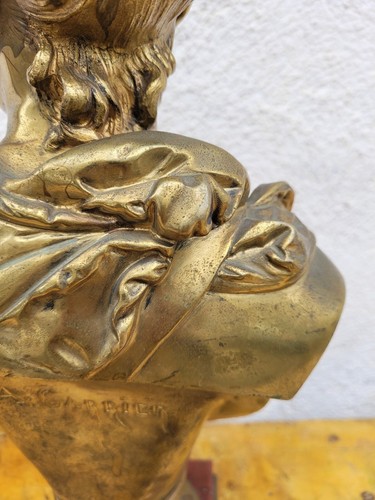 A Carrier, Buste De Femme En Bronze, Signé, XIXème Siècle - Picture 6 of 17