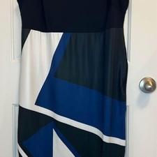 New 1X Colorblock Bodycon Dress with Notched Neckline Slim Fit