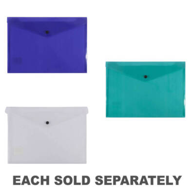 Bantex Secure Button Closure Document Folder A4 Bright Translucent Colours