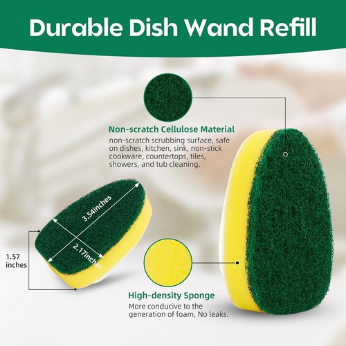 Dishwand Sponges Refills 6, Dish Wand Replacement Sponge Heads Non Scratch Heavy - 第 4/10 張圖片