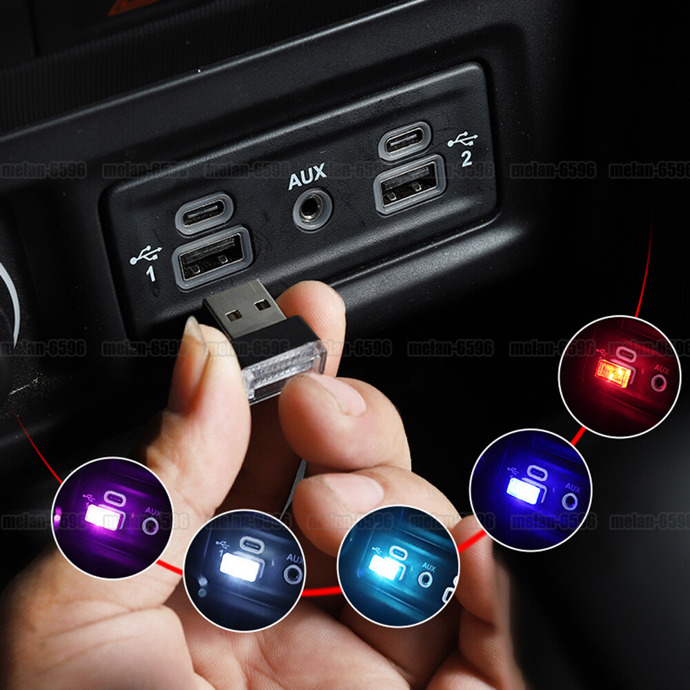2pcs USB LED Car Truck Interior Light Neon Atmosphere Ambient Lamp Accessories
