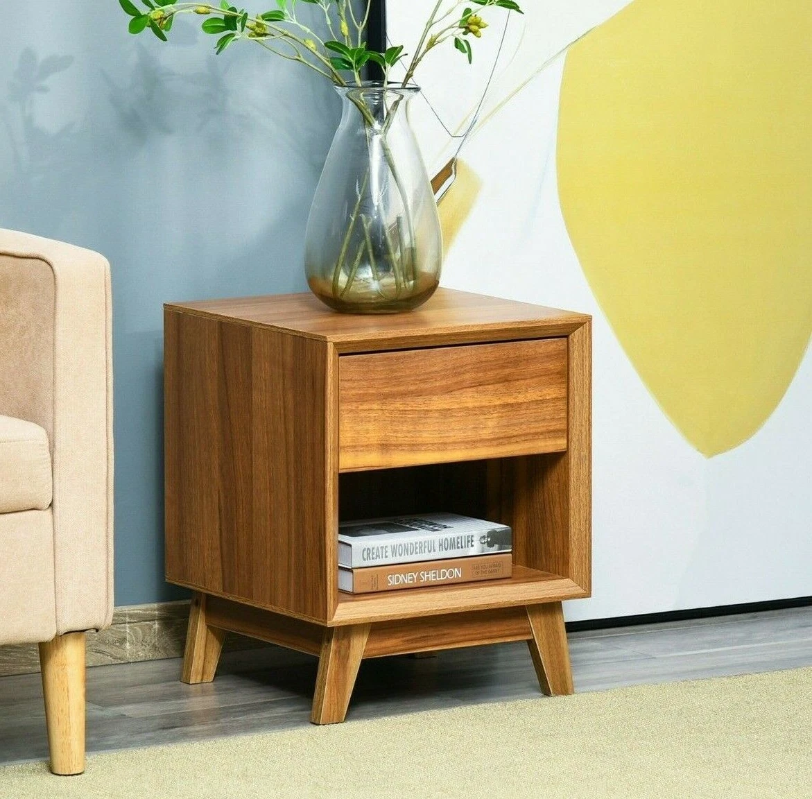 Nightstand with on sale deep drawers