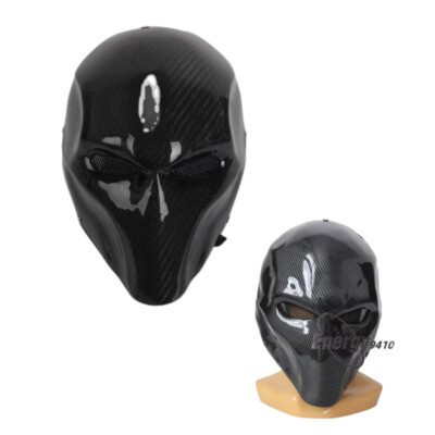 Halloween Deathstroke Cosplay Full Face Mask Carbon Fibre FRP Black Cos Prop NEW