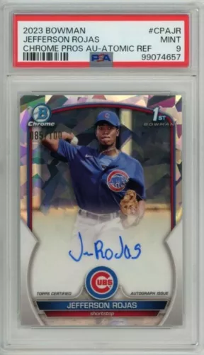 2023 Topps Bowman Chrome Jefferson Rojas Prospect Auto Atomic Refractors PSA9