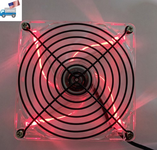 New AZZA 120mm RED LED PC Gaming Case Cooler, Black Fan Guard/Grill,Screws - Picture 2 of 12