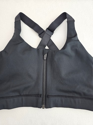 Earth Republic Evie Mid-Support Sports Bra Size Medium Black Top Front Zip - Picture 2 of 7