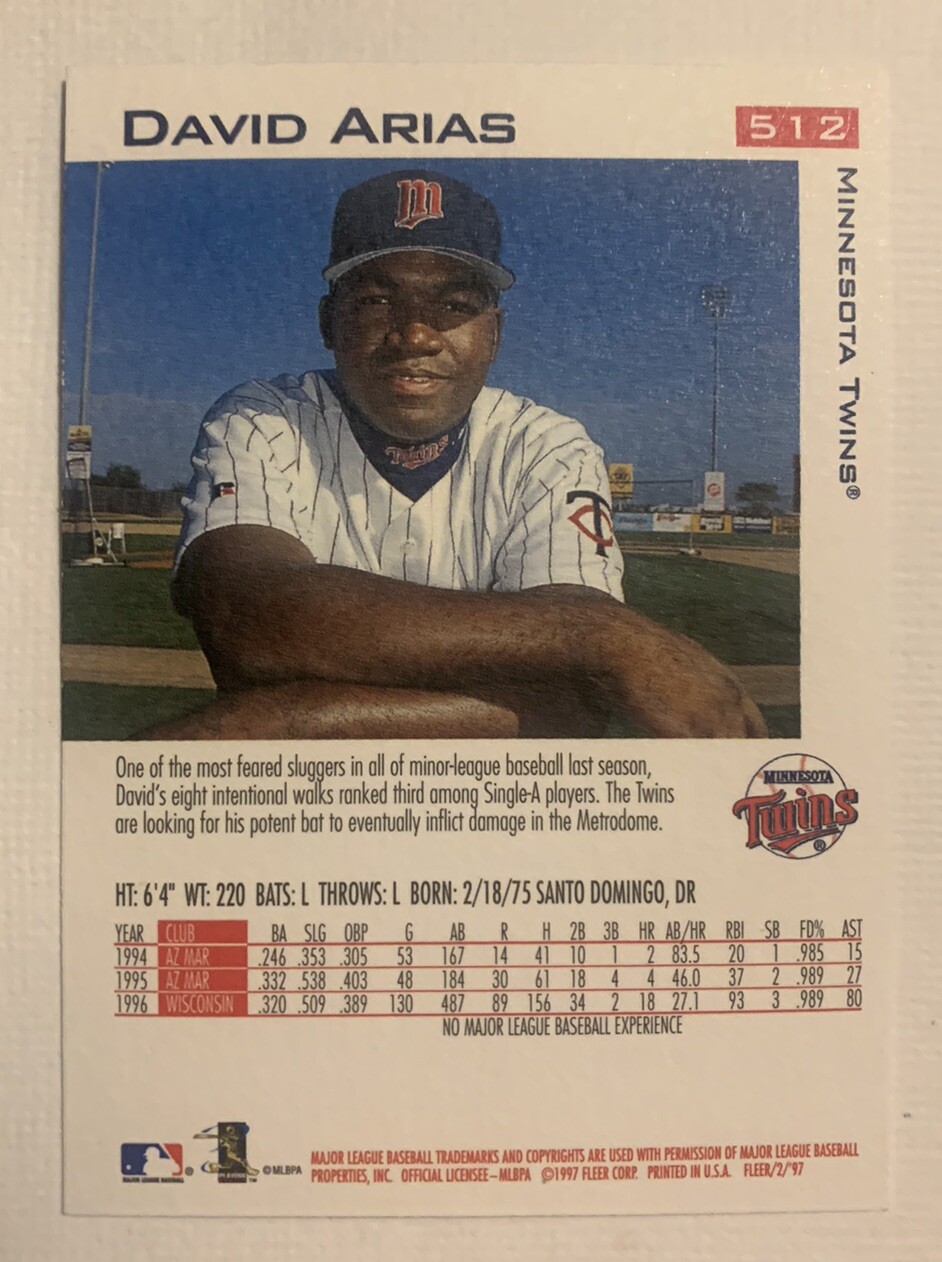 David Arias Ortiz 1997 Fleer 512 Rookie Card RC NM MT EBay david-arias-ortiz-1997-fleer-512-rookie-card-rc-nm-mt-ebay
