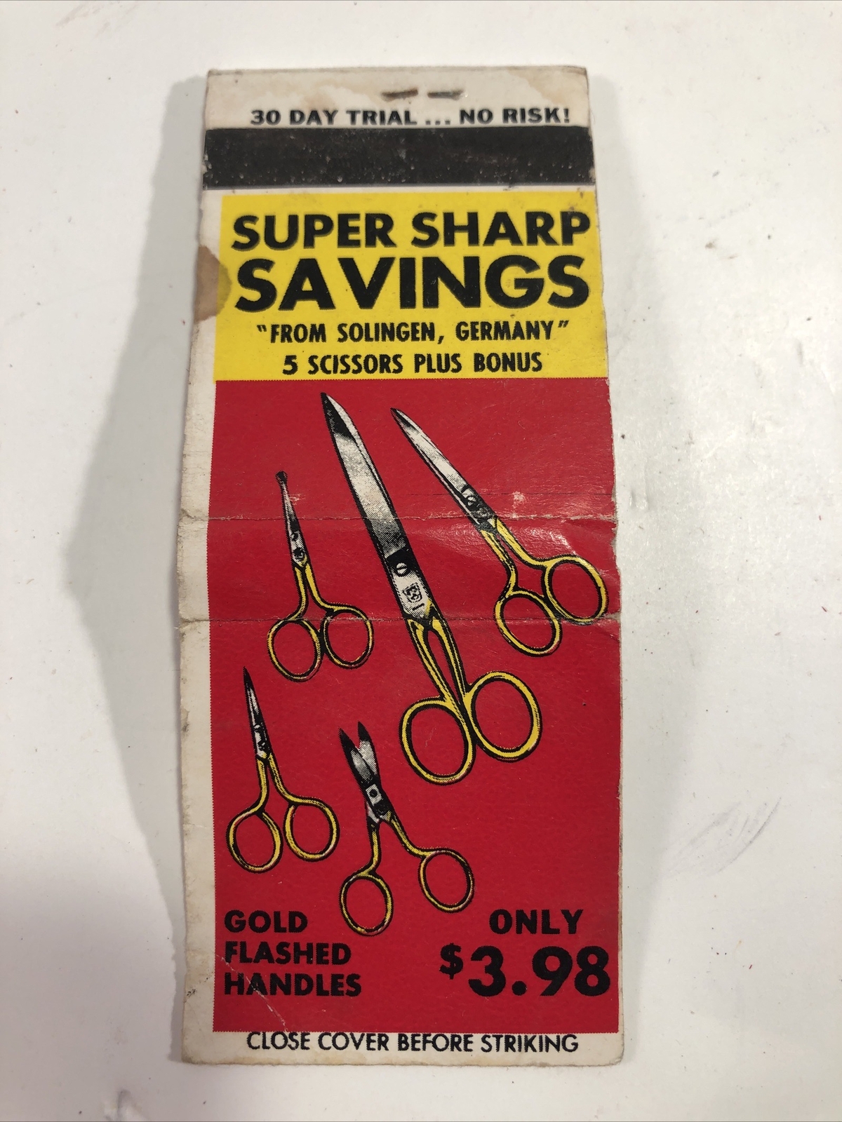 Vintage Solingen Scissors Matchbook Matches New Jersey Collectible-image