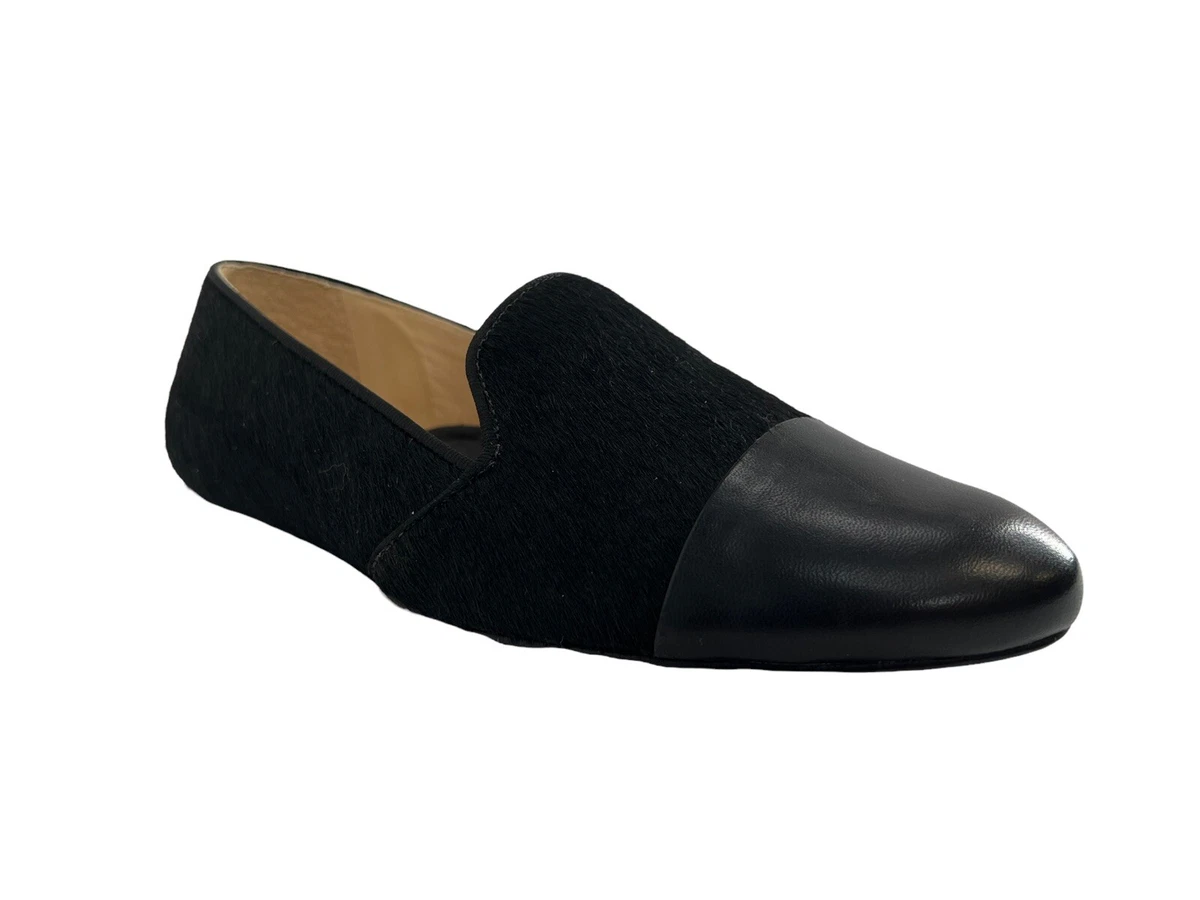 Nurture REIKEL Womens Black Bovine Calf Hair Slip On Casual Flat Shoes SZ 7 M