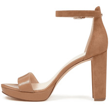 New in Box NINE WEST Brown Dempsey Suede Dress Sandals 4" Heel Open Toe 10.5