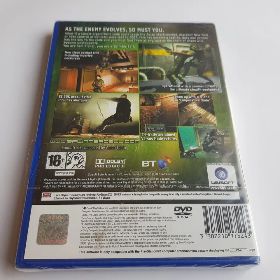 PS2 Sony Playstation Tom Clancy Splinter Cell: Chaos Theory video game new - Image 2 of 4