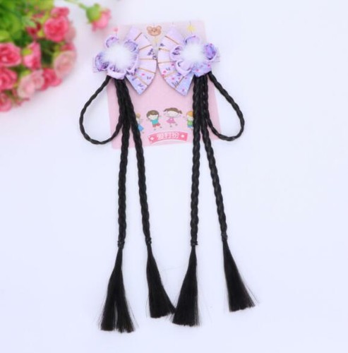 Girl Children Tassel Wig Braid Hanfu Handmade Flower Hairpin Pair Clip Hair Acce - Foto 4 di 13