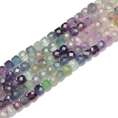 Gradient Fluorite Faceted Cube Beads Size 4-5mm 15.5'' Strand (4-5mm)