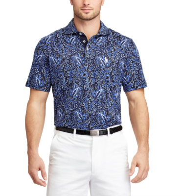 Ralph Lauren L24917 Men's Blue Classic Fit Print Jersey Polo Size