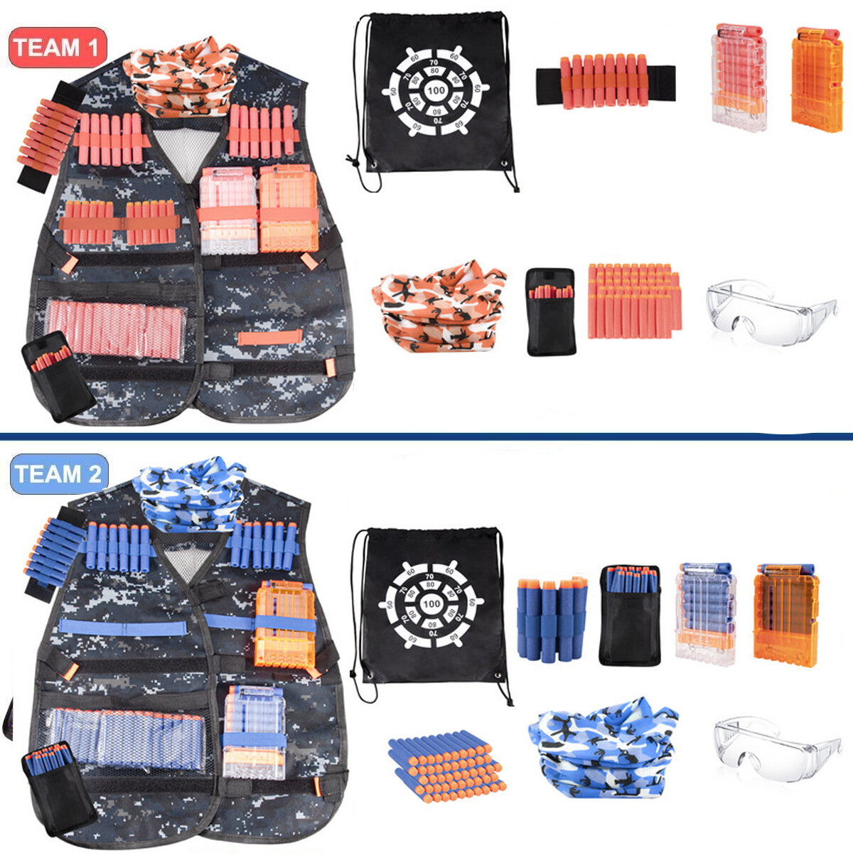 2Set Kids Tactical Vest Kit for Nerf Guns N-Strike Elite Series w