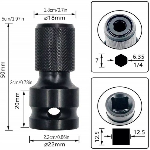 2* Hex Ratchet Socket Adapter Drive 1/2" Square To 1/4" Converter Impact Tool - Picture 5 of 16