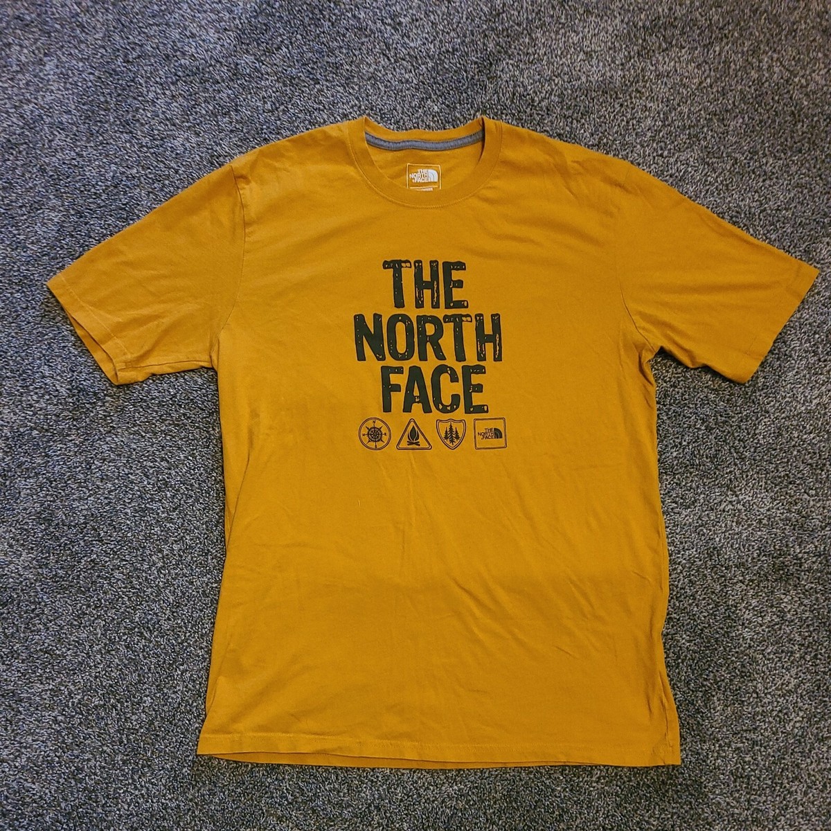 【The North Face】 M'S CAMP VIBE S/S R/TEE - YELLOW_LIME The North Face Mens M Mustard Yellow Spellout Tshirt Camping