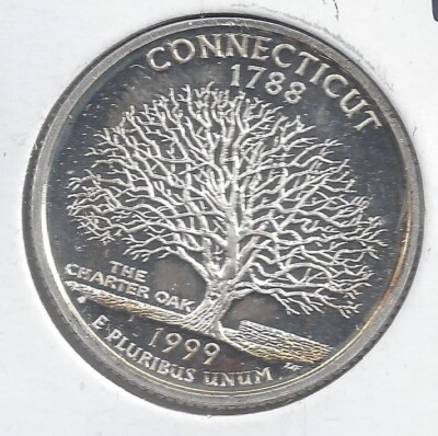 1999 S Silver CONNECTICUT Proof Quarter - 90% Silver
