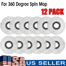 12 Pack 360° Spin Magic Mop Replacement Head Round Shape Standard Size Microfibe