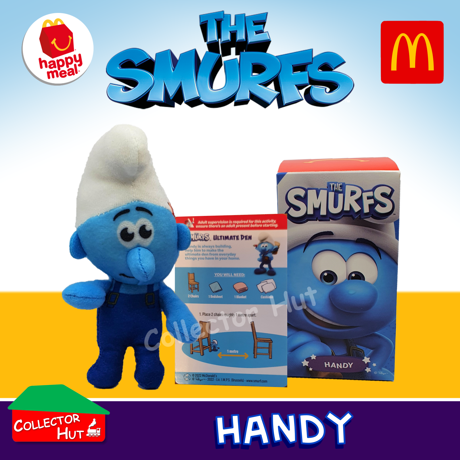 MCDONALDS SMURFS HAPPY MEAL TOY 8 PIECE LOT HACKUS CRAZY BAKER GROUCHY  HANDY