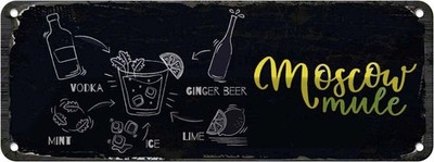 Blechschild 10x27 cm Moscow Mule Ginger Beer Ice Deko Geschenk Metall Schild