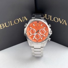 Bulova Marine Star Series B 96B395 Orange Dial Quartz Men's Watch 43mm