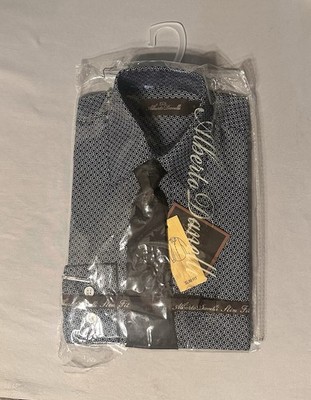 Alberto Danelli Boys Slim Fit Dress Shirt Blue Pattern w/ Tie Size 6   NWT