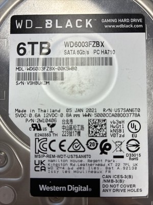 Western Digital Wd6003fzbx-00k5wb0 6tb HDD 256mb Cache SATA 6.0gb