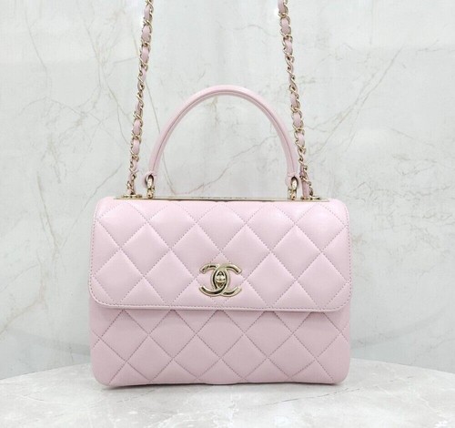CHANEL Pink Trendy CC Lamb Chain Shoulder Bag Small Gold Tone 31 146769778 [U]