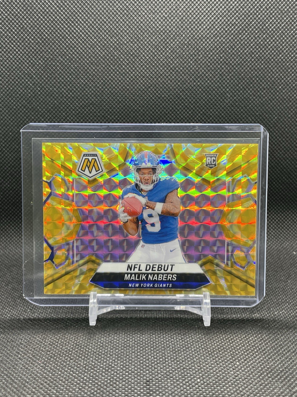 2024 Mosaic Football Malik Nabers NFL Debut Yellow Reactive Prizm RC #284