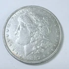 1887 $1 MORGAN SILVER ONE DOLLAR, AU ALMOST UNCIR. CONDITION 90% SILVER  #9087
