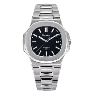 Seestern S466 Automatik Stahl Schwarz Datum Saphir Herrenuhr