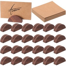 24 Pcs Wooden Table Number Stands Wedding Table Name Holder Semicircular Desi...