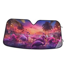 Car Windshield Sun Shade Foldable, Beach Flamingo Sun Shade for Car M A 0108