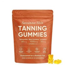 Savanna Skin Tanning Gummies With Vitamin C  E, Beta Carotene 60 Count 1 Pack 