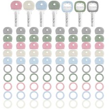 80 Pieces 1Inch Colored Key Covers Caps Tags Covers Set Plastic Key Color Ide...