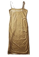 AQUA VENUS WILLIAMS SLINKY GOLD RIBBED KNIT MIDI DRESS Size M * NWT-$98