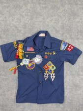 Boy Scouts Of America Shirt Youth 12 Blue Short Sleeve Uniform Patches Webelos