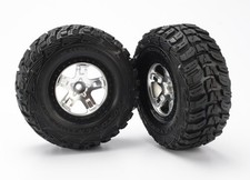 Traxxas 5881 - Kumho Tires, SCT Beadlock Style Wheels, Satin Chrome, 2WD Front