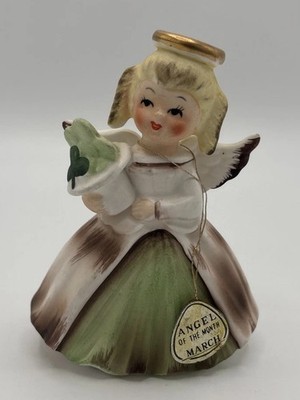 VTG Inarco Hand Painted March Angel Of The Month Figurine - With Original Tag