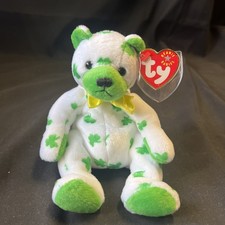 Ty Beanie Baby Clover the Bear 2001 St. Patrick’s Day Shamrock Green Bow w/ Tags