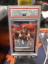 2020 Donruss Optic Joe Burrow Rookie Auto Purple 21/50 PSA 10/10 Auto