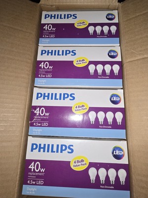 16 Pack Philips LED Light Bulb 40W Equivalent Daylight A19 Medium Base