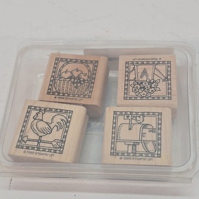 Stampin' Up! Country Collection Wood Mount Stamps Set Of 4 