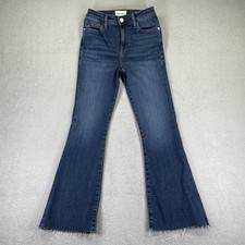 Frame Jeans Womens 24 Blue Le Crop Mini Boot Mid Rise Stretch Raw Hem Denim